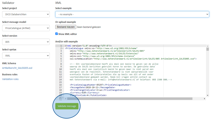 Figure 12 - Click on validate message